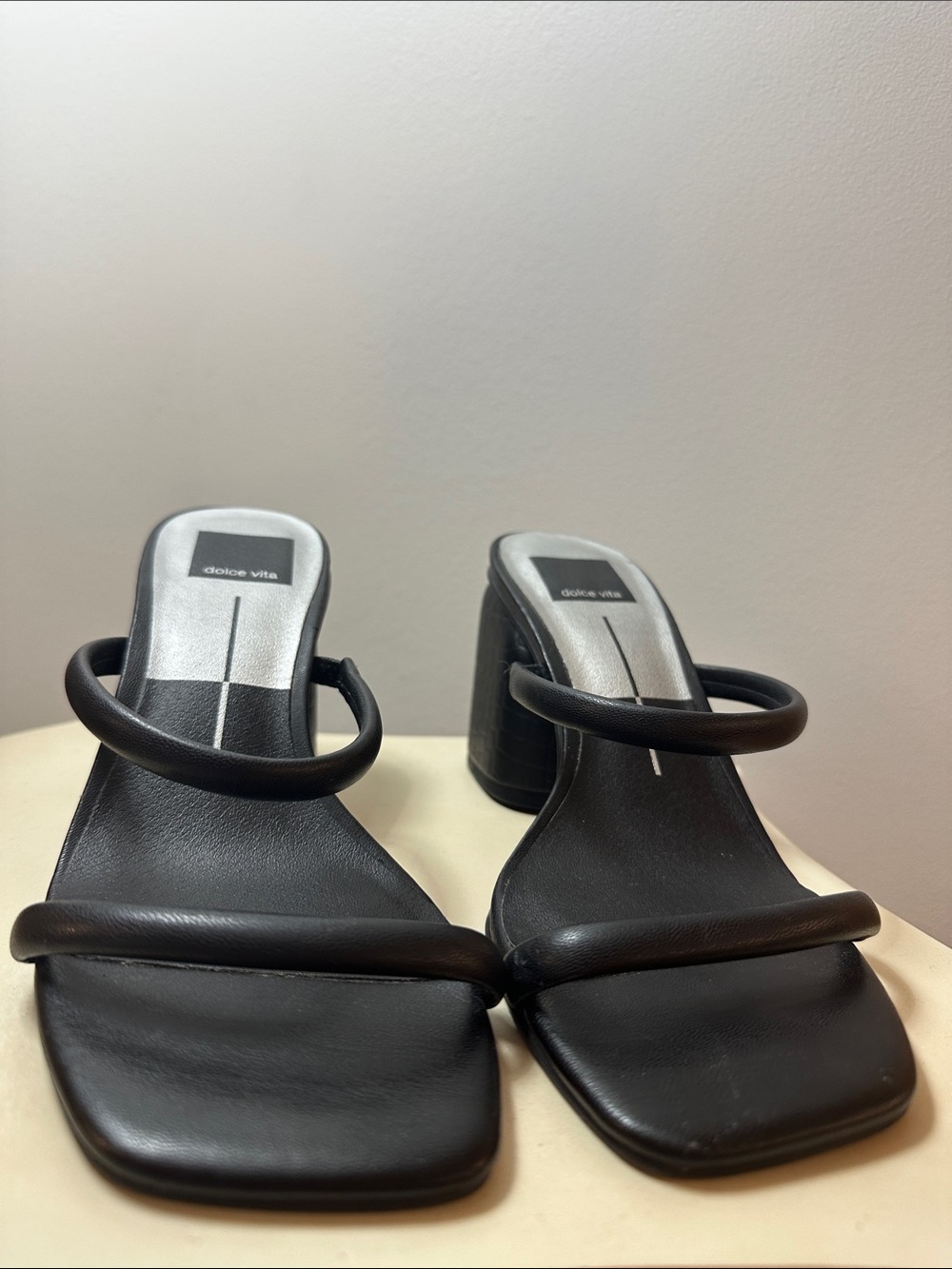Dolce Vita Black Double-Strap Block Heel Sandals